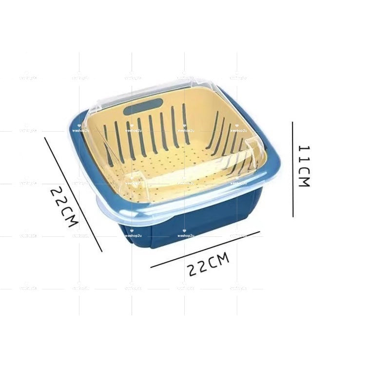 READY STOCK!!!2 IN 1 Double Layer Tupperware Drain Container Washing Drain Basket Container