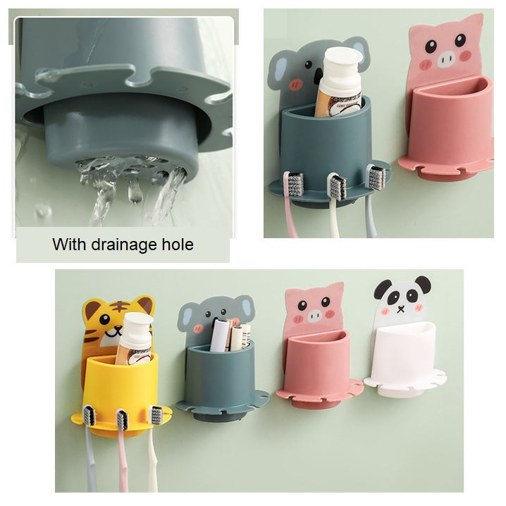 READY STOCK!!! Toothbrush hook self adhensives holder multifunction wall mirror glass 卡通壁挂式牙刷架 卫浴无痕粘胶牙刷挂架