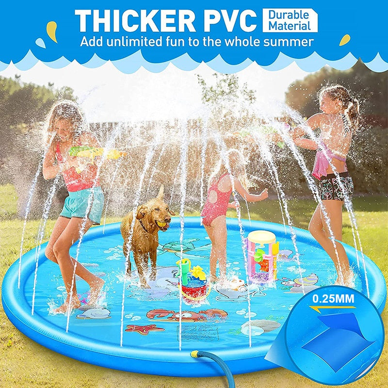 READY STOCK!!! 170CM Children Play Water Mat | Summer Beach Inflatable Water Spray Pad | Outdoor Game Toy | 儿童戏水垫