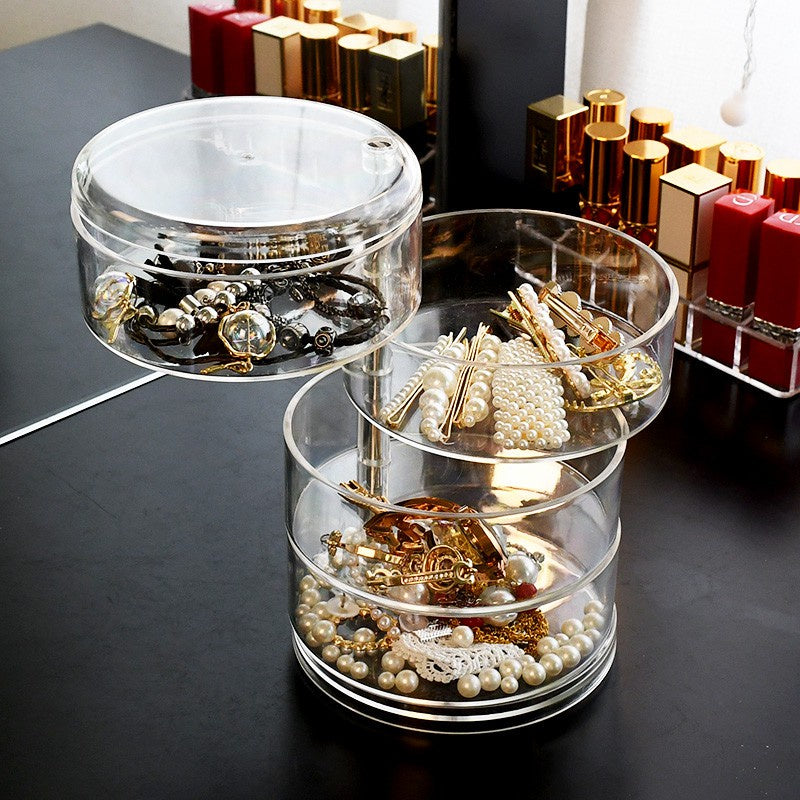 READY STOCK!!! Rotating Jewelry Box | 4-Layer Storage for Rings, Earrings, Necklaces | Portable Organizer 旋转首饰盒