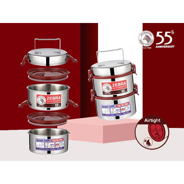 Ready Stock!!! Zebra SUS304 Stainless Steel CELEBRATE Food Carrier Set, food carrier, Smart Lock, double wall mug