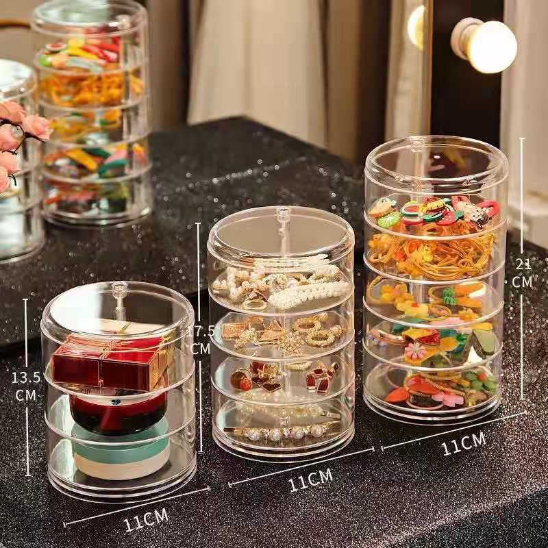 READY STOCK!!! Rotating Jewelry Box | 4-Layer Storage for Rings, Earrings, Necklaces | Portable Organizer 旋转首饰盒