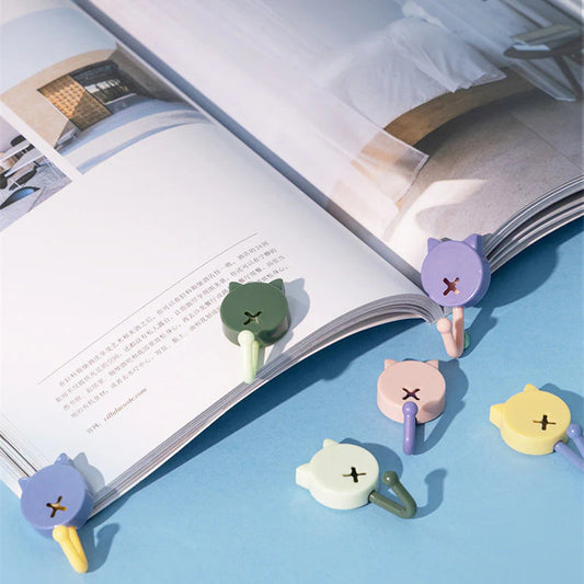 (READYSTOCK) 2pcs Cute Cat Colorful Sticky Hooks Bathroom Door Back Hooks Kitchen No-Punch Wall Coat Hooks 免打孔壁挂钩