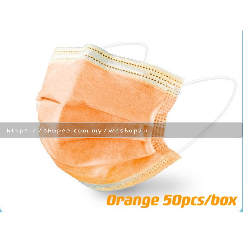 READY STOCK!!!Colourful【50PC】Adult 3-Ply Disposable Face Mask / Topeng Penutup Mulut Pelitup Muka Dewasa / 成人三层口罩