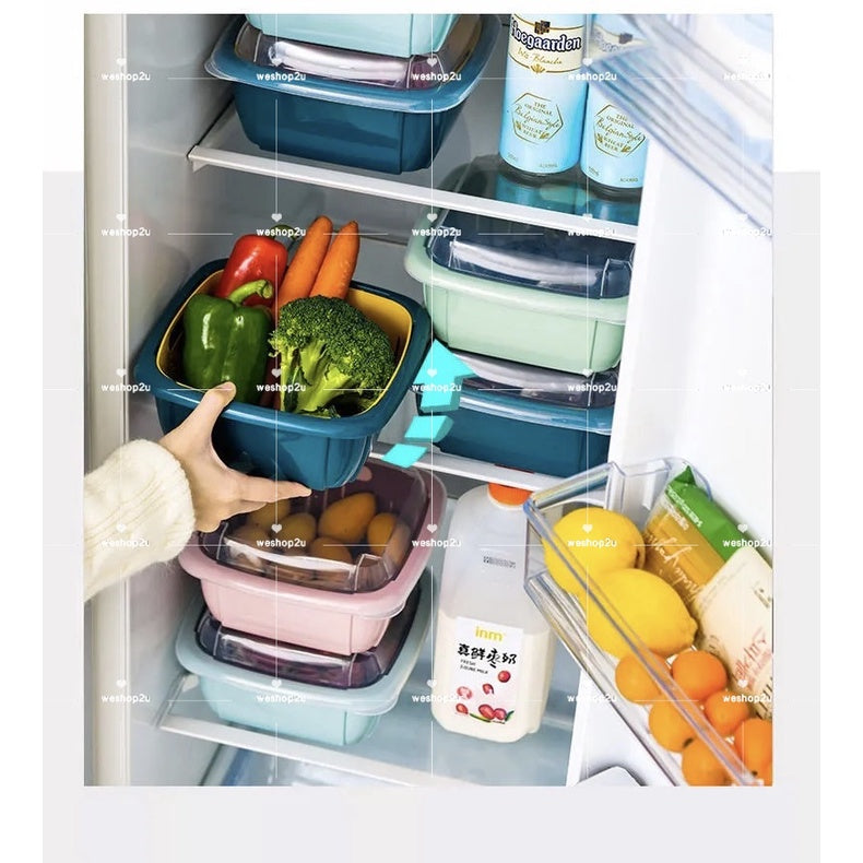 READY STOCK!!!2 IN 1 Double Layer Tupperware Drain Container Washing Drain Basket Container