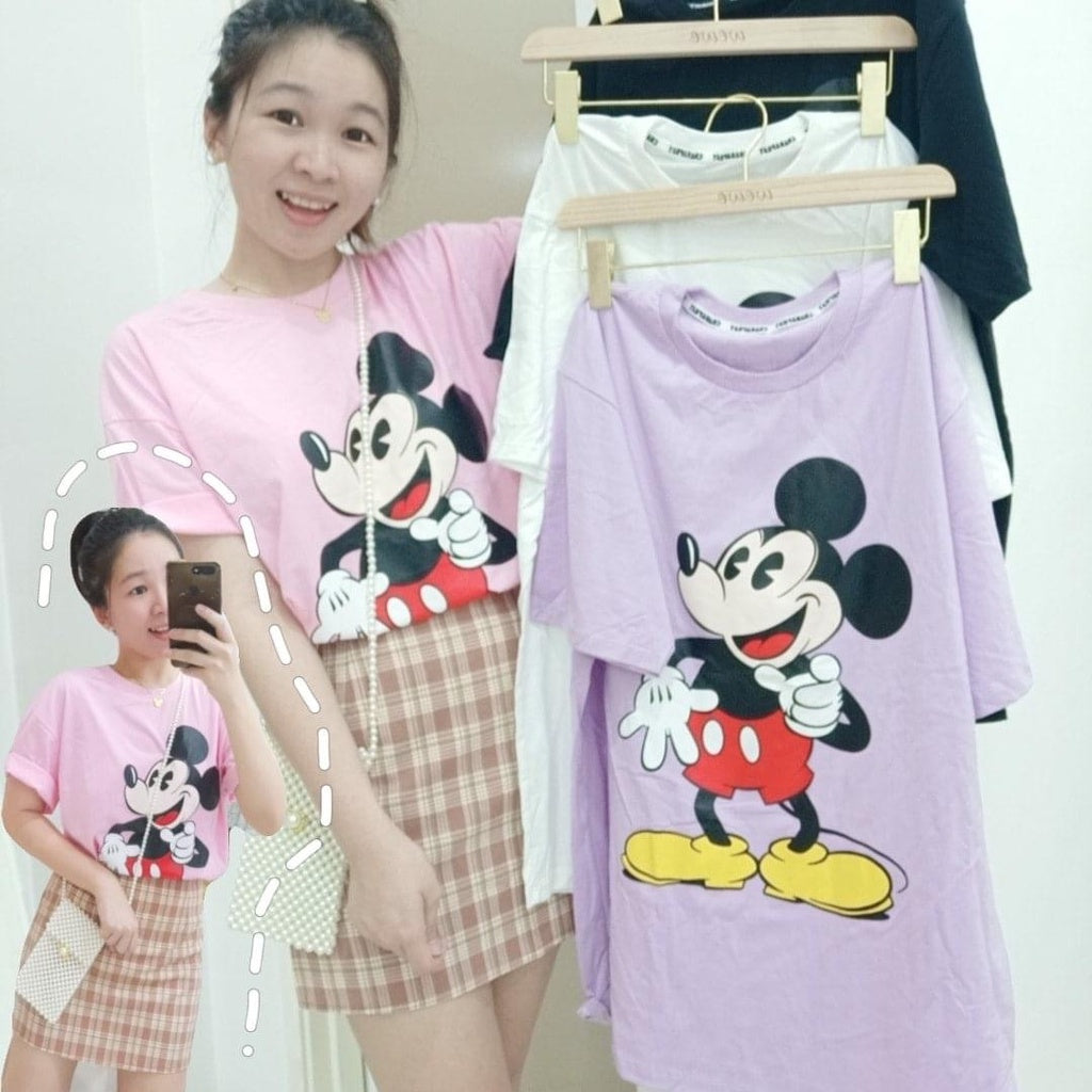 READY STOCK!!!Summer Blouse Clothing Short-sleeved baju T-shirt / Tees Loose Student Casual Shirt Oversize Mickey Minnie