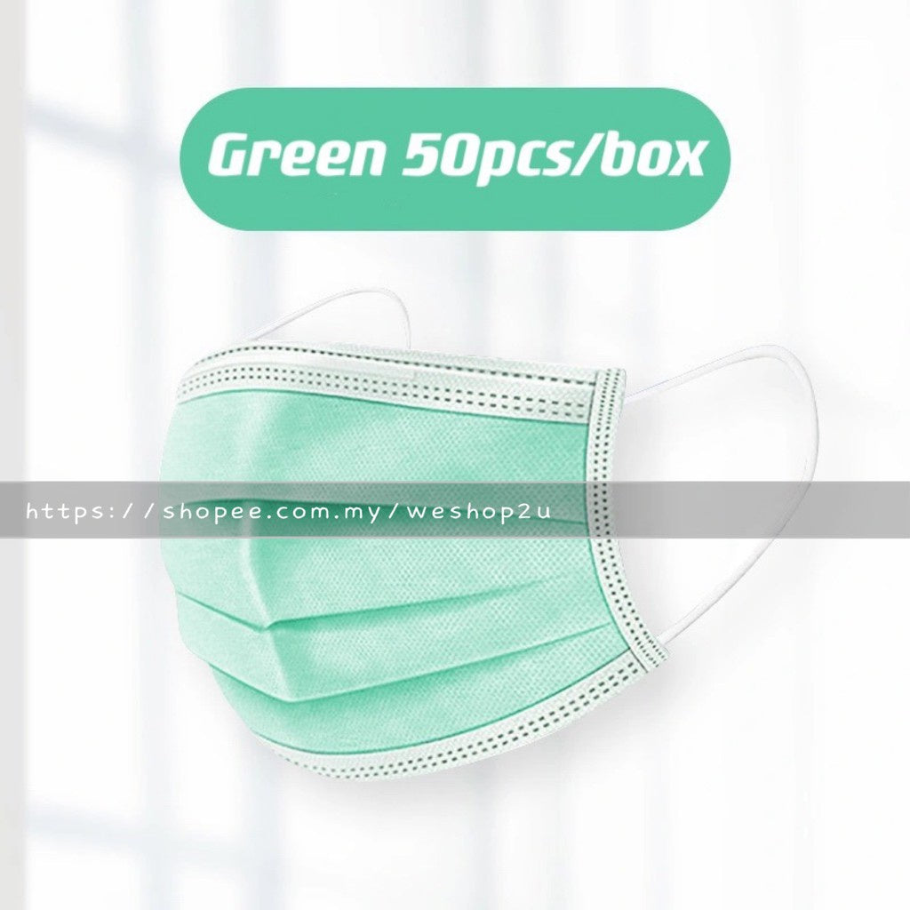READY STOCK!!!Colourful【50PC】Adult 3-Ply Disposable Face Mask / Topeng Penutup Mulut Pelitup Muka Dewasa / 成人三层口罩