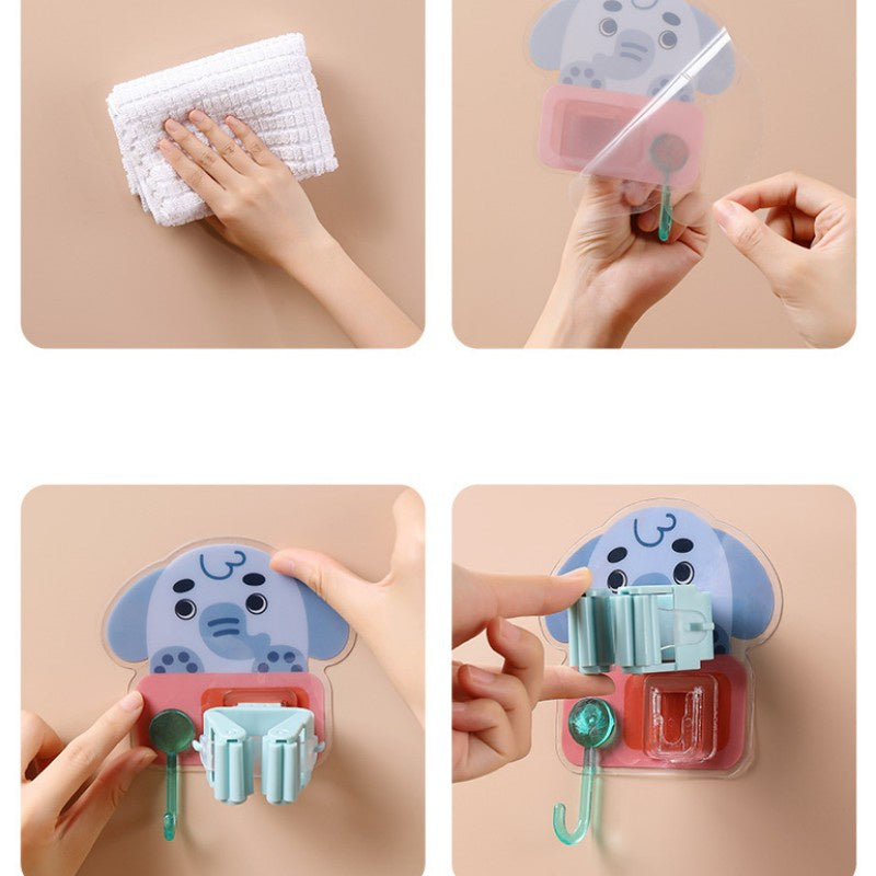 READY STOCK!!! Bathroom Cartoon Punch-Free Mop Hook | Storage Rack Mop Sangkut Penyangkut Clip 收纳拖把夹架