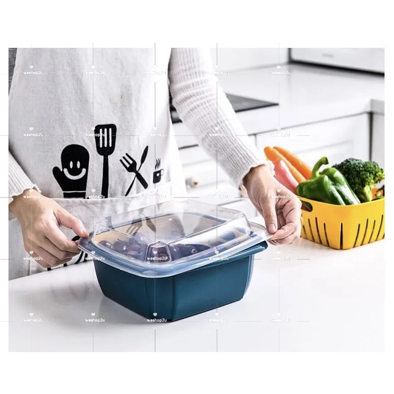 READY STOCK!!!2 IN 1 Double Layer Tupperware Drain Container Washing Drain Basket Container