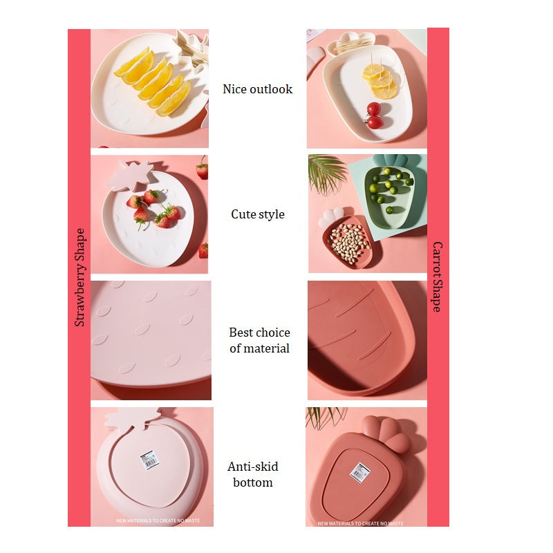 READY STOCK!!!Cute Carrot Clouds Strawberry Shape Plastic Snacks Fruit Plate