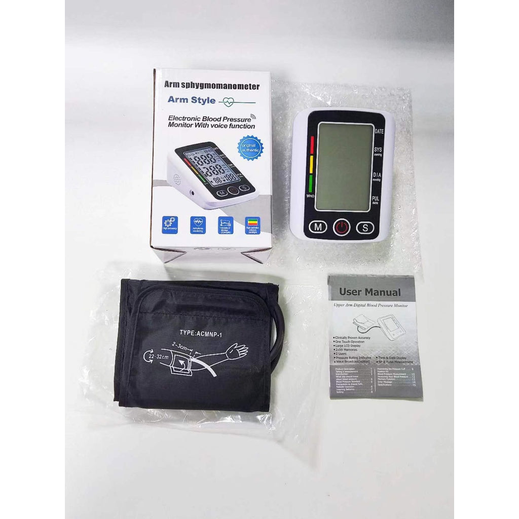 Blood Pressure Monitor Automatic Voice Function Digital LCD Arm BP Cuff Measuring Tekanan Darah Sphygmomanometer