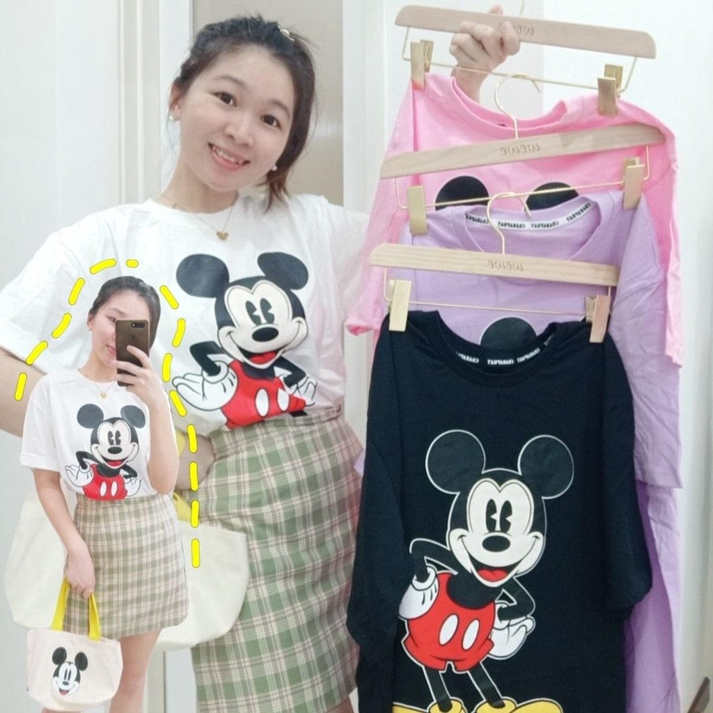 READY STOCK!!!Summer Blouse Clothing Short-sleeved baju T-shirt / Tees Loose Student Casual Shirt Oversize Mickey Minnie