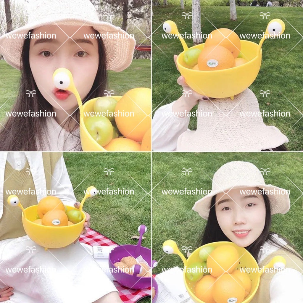 READY STOCK!!!Cartoon Monster Colander Fruit & Veg Washing Basket Drain Basket Multi Function Storage Basket 水果/蔬菜多功能滤水篮