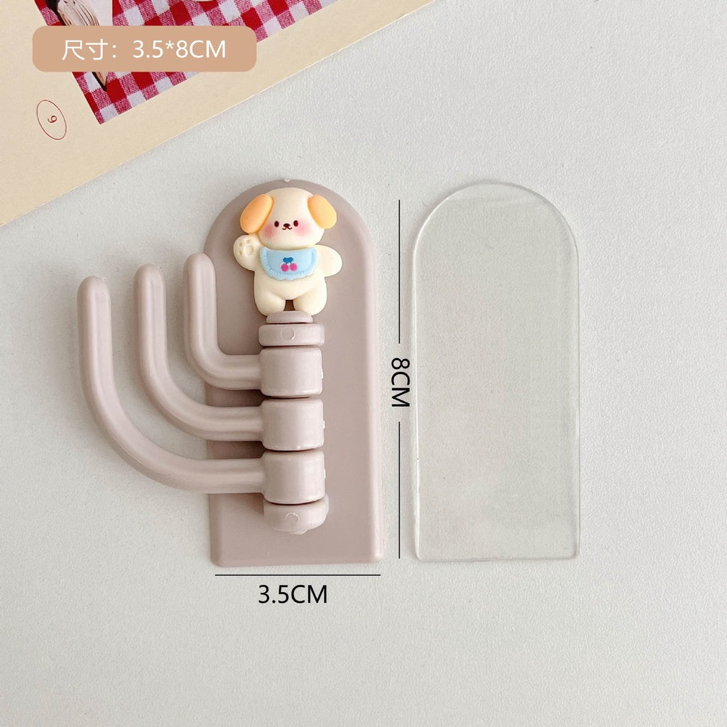 READY STOCK!!!Hook Cartoon Cute Holder Hanger with Three Branch Student Dormitory Hook Punch-free Wall Hook Cap Holder