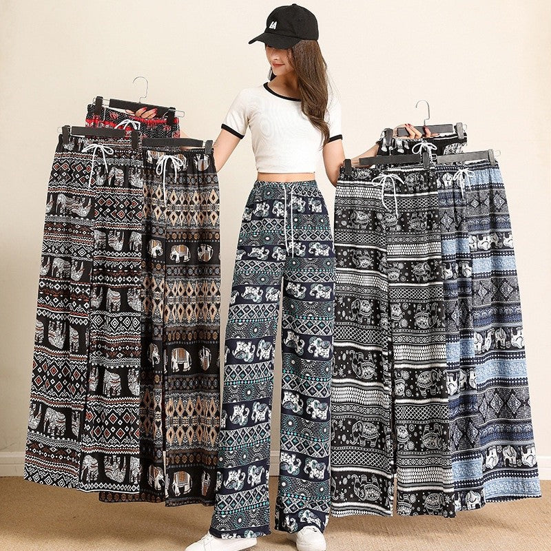 Thailand Batik Elephant Long Pant FreeSize Unisex Women Thailand Batik Gajah Seluar Panjang Kain Sejuk A654695 男女装泰国大象长裤