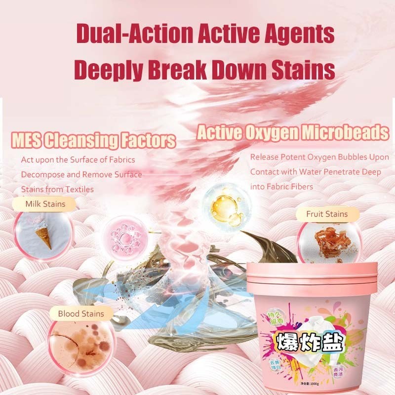 1.1kg Oxygenated Explosion Salt Remove Dirt Yellow Bleaches Keep Fresh Smell Clothes Stain Removal Multipurpose-cleaning