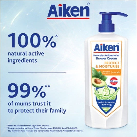 (FREE SHIPPING NO SBH/SRW) AIKEN Naturally Antibacterial Shower Crème Mandian Badan 950g