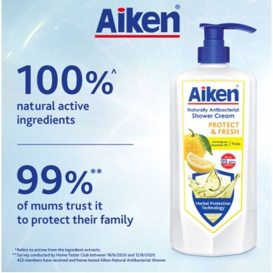 (FREE SHIPPING NO SBH/SRW) AIKEN Naturally Antibacterial Shower Crème Mandian Badan 950g