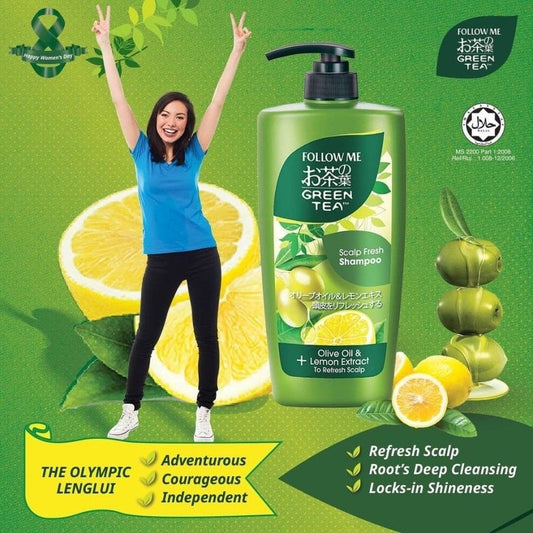 (FREE SHIPPING NO SBH/SRW) Follow Me Green Tea Shampoo 650ml / Green Tea Hijab Shampoo 650ml