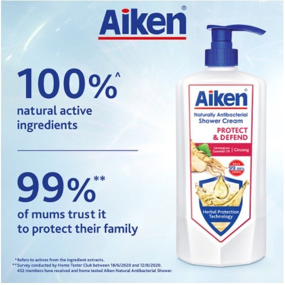 (FREE SHIPPING NO SBH/SRW) AIKEN Naturally Antibacterial Shower Crème Mandian Badan 950g