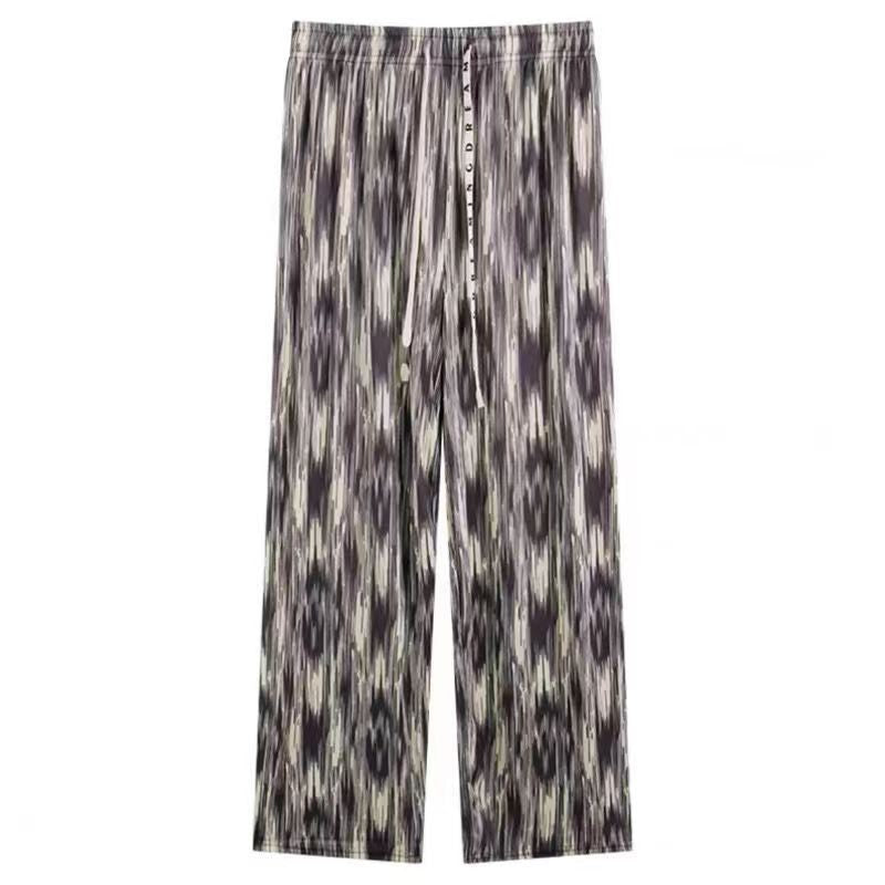 (READYSTOCK) Tie Dyed wide leg pants for women in Summer Thin Straight Leg Hanging Ice Silk Loose Pants-A4654 长裤