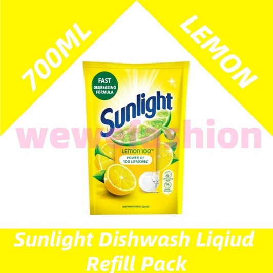 (FREE SHIPPING NO SBH/SRW) Sunlight Dishwash Liqiud Refill Pack 700ml(Lime / Lemon / Nature)