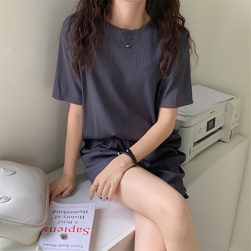 READY STOCK Thin Ice Silk Women Baju Tidur Perempuan Pajamas Large Size Women Suit Home Wear Two-Piece Set AD655