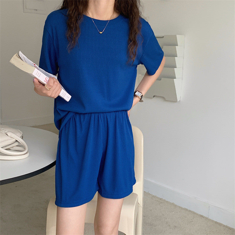 READY STOCK Thin Ice Silk Women Baju Tidur Perempuan Pajamas Large Size Women Suit Home Wear Two-Piece Set AD655