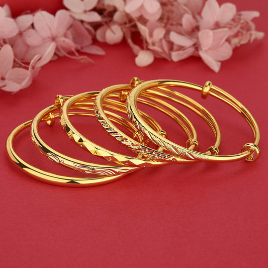 (READYSTOCK) Gelang Emas Gold Plated Bangle Wanita | Openable Caved Gold Bangles | Perhiasan Aksesori Fashion HR0042