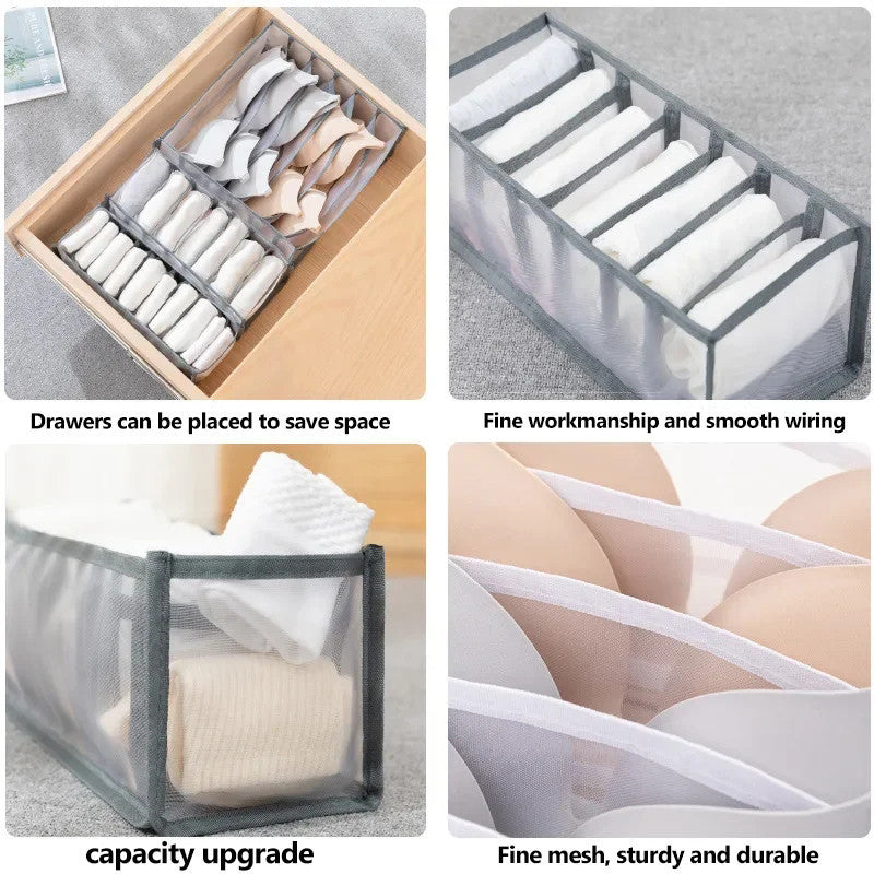 READY STOCK!!! 6/7/11 Grids Underwear Tudung Clothes Organiser Box Stackable Wardrobe Drawer Socks Storage Box 内衣裤收纳盒