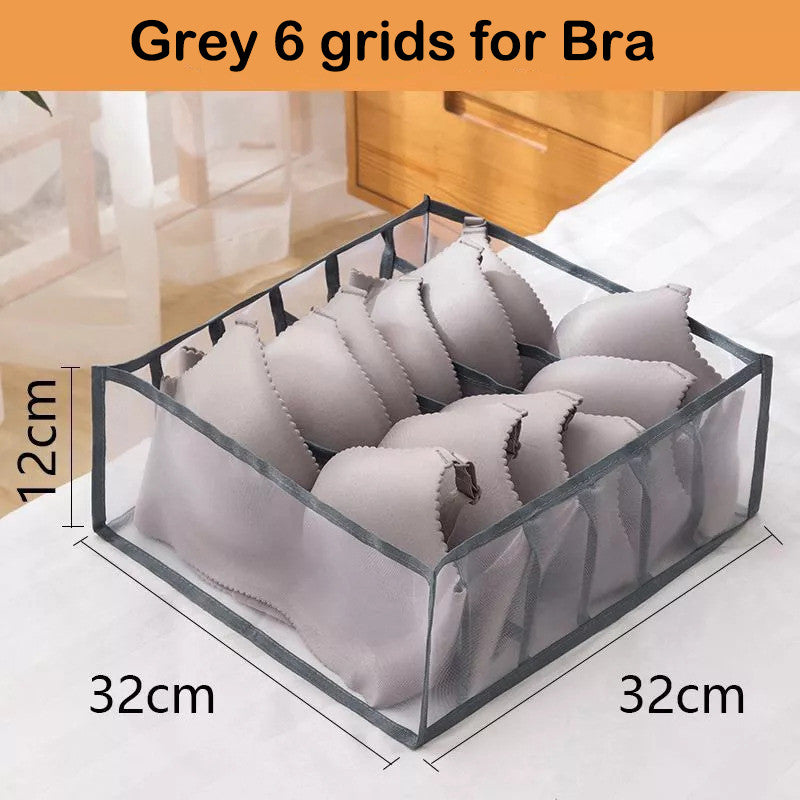 READY STOCK!!! 6/7/11 Grids Underwear Tudung Clothes Organiser Box Stackable Wardrobe Drawer Socks Storage Box 内衣裤收纳盒
