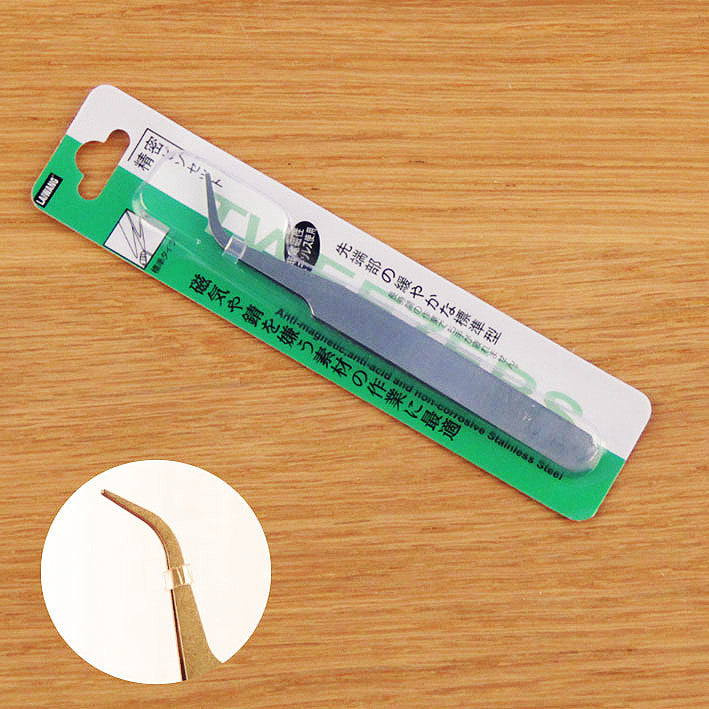 READY STOCK!!! 10cm Stainless Steel Tweezers Precision Beauty Special Tweezers Elbow for Repair Eyelash Grafting 不锈钢镊子