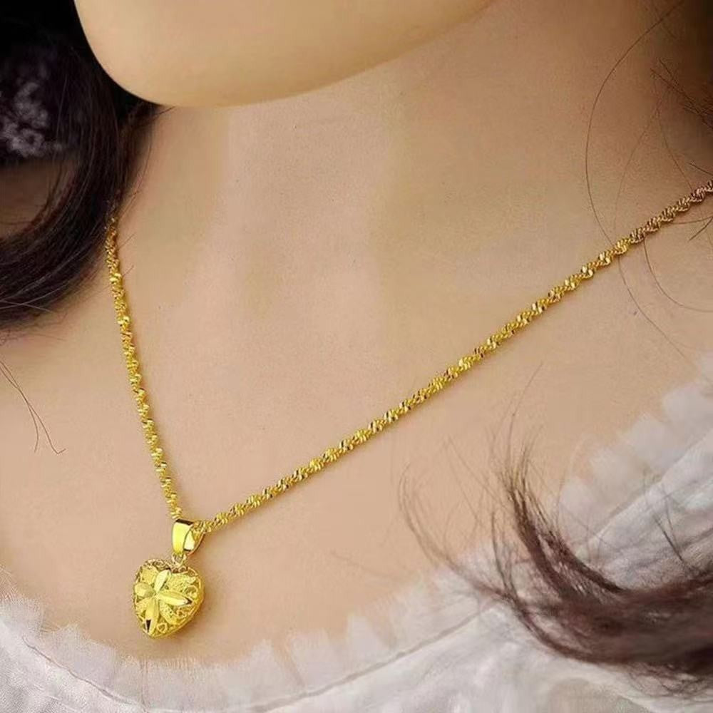 (READYSTOCK) Rantai Leher + Loket Emas Gold Necklace Pendant for Women | Jewelry Aksesori Perhiasan Emas Fashion NL0038