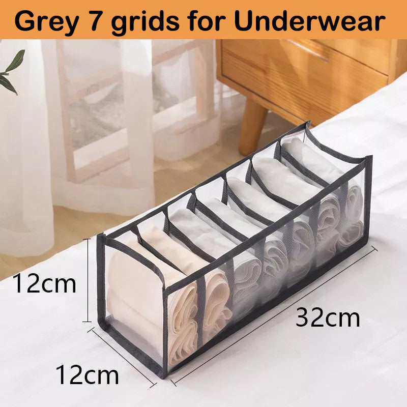 READY STOCK!!! 6/7/11 Grids Underwear Tudung Clothes Organiser Box Stackable Wardrobe Drawer Socks Storage Box 内衣裤收纳盒