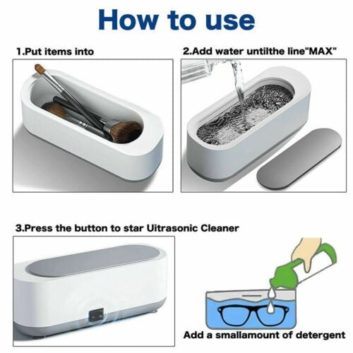 READY STOCK!!! Portable Ultrasonic Cleaner for Cleaning Jewelry Watches Glasses Dentures Coins Razor 超声波清洗机