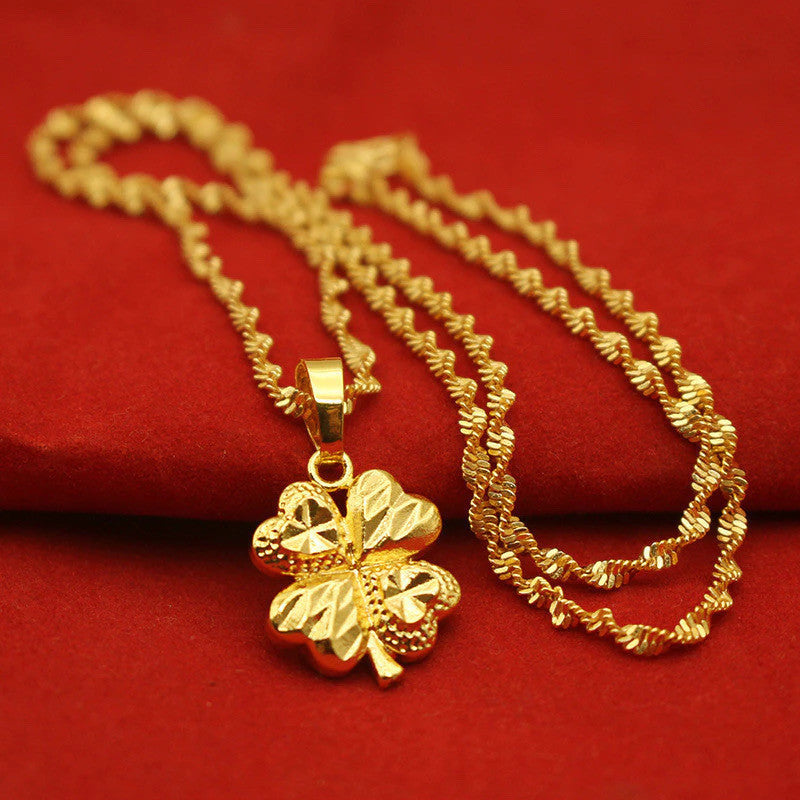 (READYSTOCK) Rantai Leher + Loket Emas Gold Necklace Pendant for Women | Jewelry Aksesori Perhiasan Emas Fashion NL0038