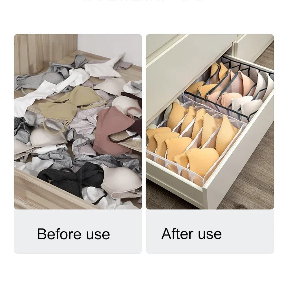 READY STOCK!!! 6/7/11 Grids Underwear Tudung Clothes Organiser Box Stackable Wardrobe Drawer Socks Storage Box 内衣裤收纳盒
