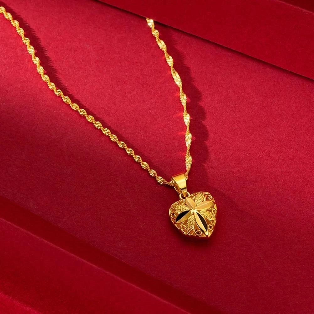 (READYSTOCK) Rantai Leher + Loket Emas Gold Necklace Pendant for Women | Jewelry Aksesori Perhiasan Emas Fashion NL0038