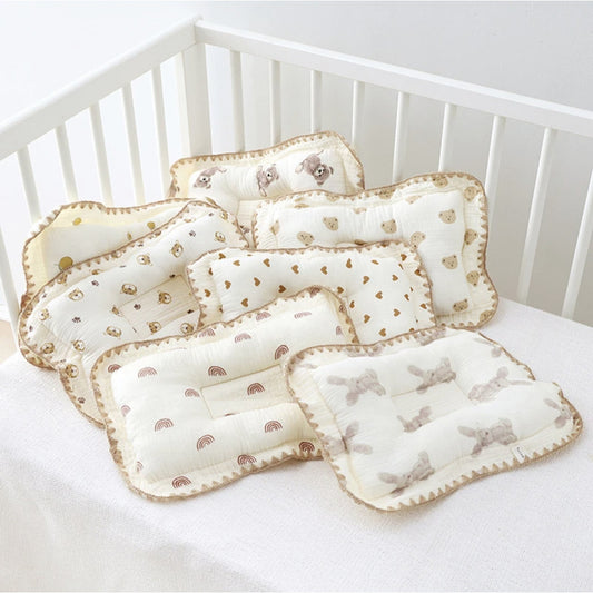 100% Cotton Baby Sleeping Pillow 3-6 Months Soft Muslin and Breathable Baby Pillow 3D Pillow For Newborn Baby-2434
