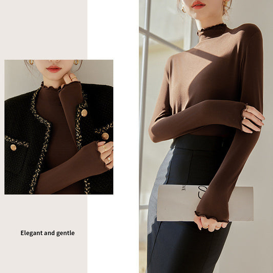 【READY STOCK】Women High Neck Inner Shirt | Long Sleeve Muslimah Top | Baju Perempuan Leher Tinggi | 高领长袖内搭上衣 E516