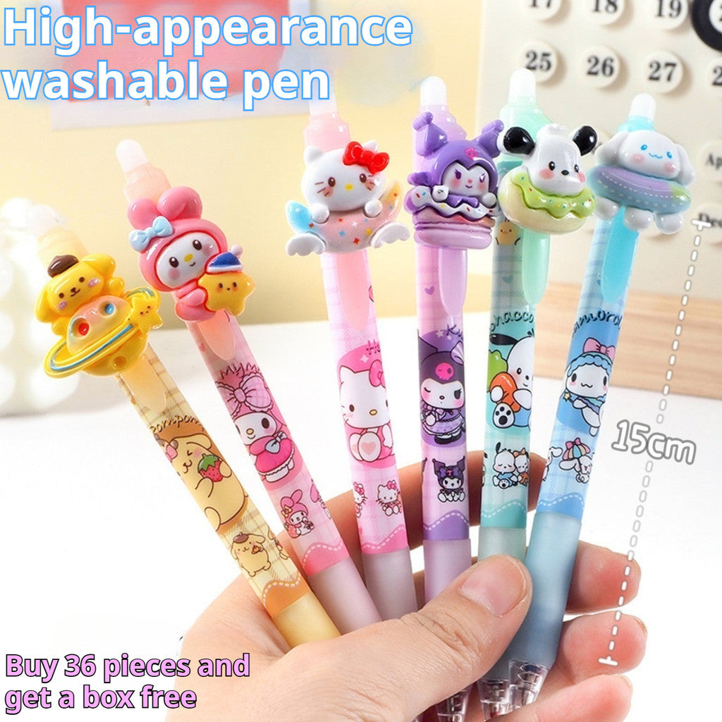 【READY STOCK】 Cute Cartoon Ballpoint Pen | Press Type Black & Blue Ink Gel Pen | Kawaii Stationery for Students 可爱卡通圆珠笔