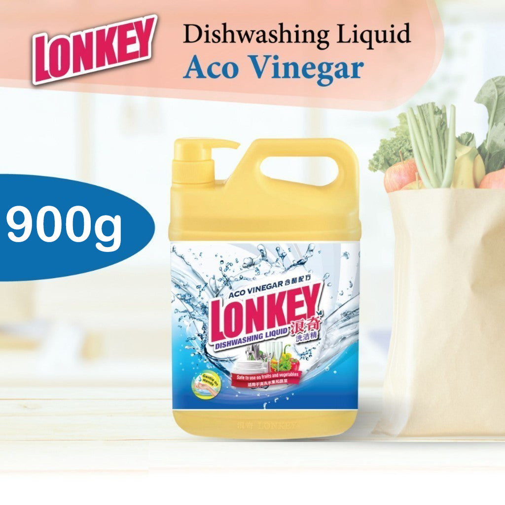 【READY STOCK】Lonkey Dishwashing Liquid 900g Aloe Vera/Aco Vinegar/Anti-Bacterial