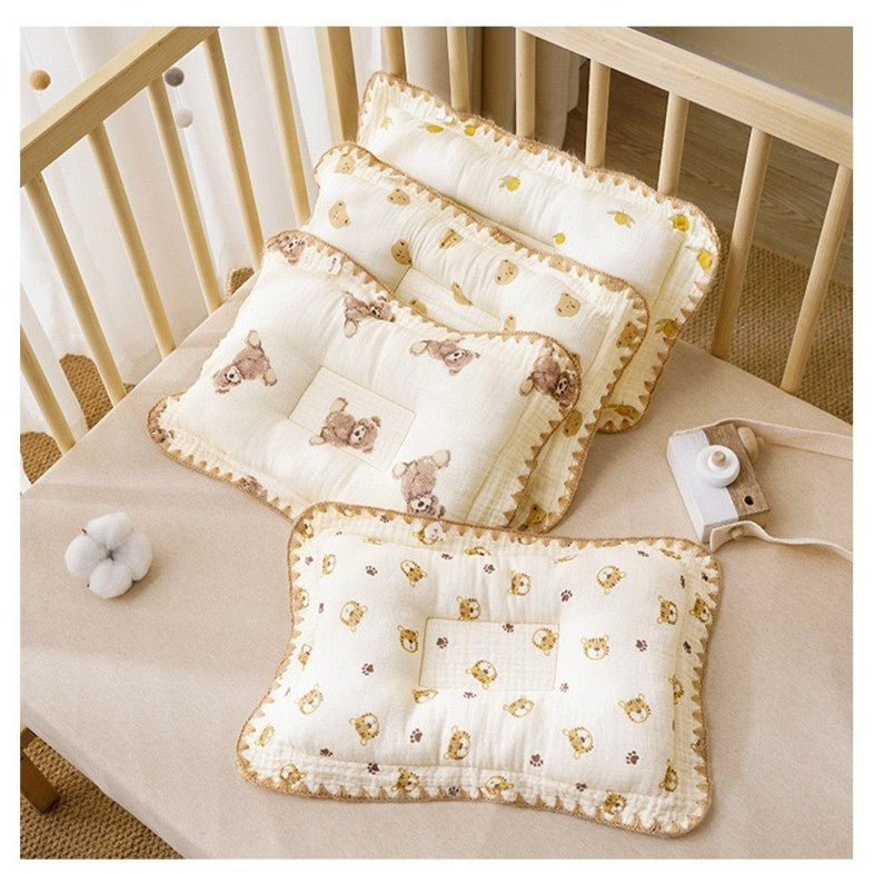 100% Cotton Baby Sleeping Pillow 3-6 Months Soft Muslin and Breathable Baby Pillow 3D Pillow For Newborn Baby-2434