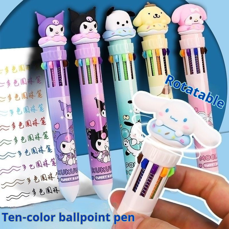 【READY STOCK】 Cute Cartoon Ballpoint Pen | Press Type Black & Blue Ink Gel Pen | Kawaii Stationery for Students 可爱卡通圆珠笔