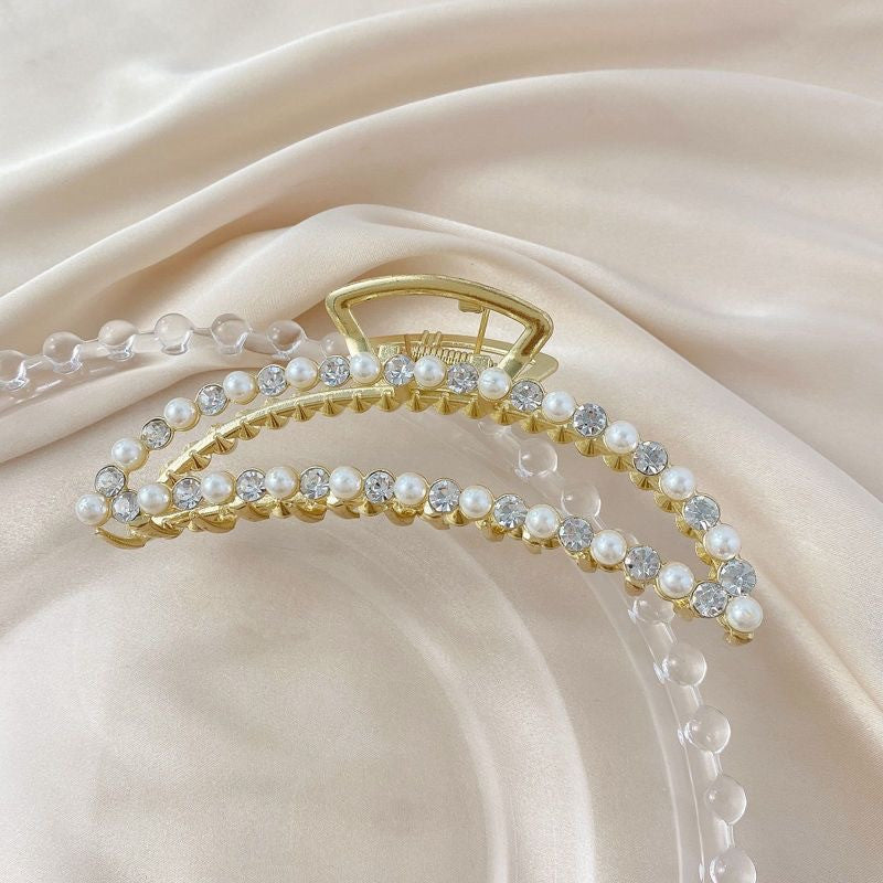 READY STOCK!!!Korean Pearl Hair Clip Hair Pin Hair Accessories Hairpin Hairclip 900 韩国网红ins珍珠发夹抓夹头发夹子后脑勺鲨鱼夹日系边夹发抓