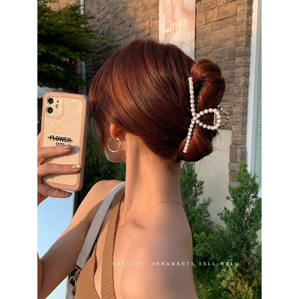 READY STOCK!!!Korean Pearl Hair Clip Hair Pin Hair Accessories Hairpin Hairclip 900 韩国网红ins珍珠发夹抓夹头发夹子后脑勺鲨鱼夹日系边夹发抓