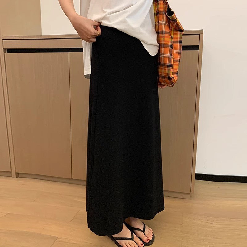 【READY STOCK】Maternity Skirt | Summer Thin Belly Support Midi Skirt | Stylish Slim Fit Pregnancy Skirt Y325 孕妇半身裙