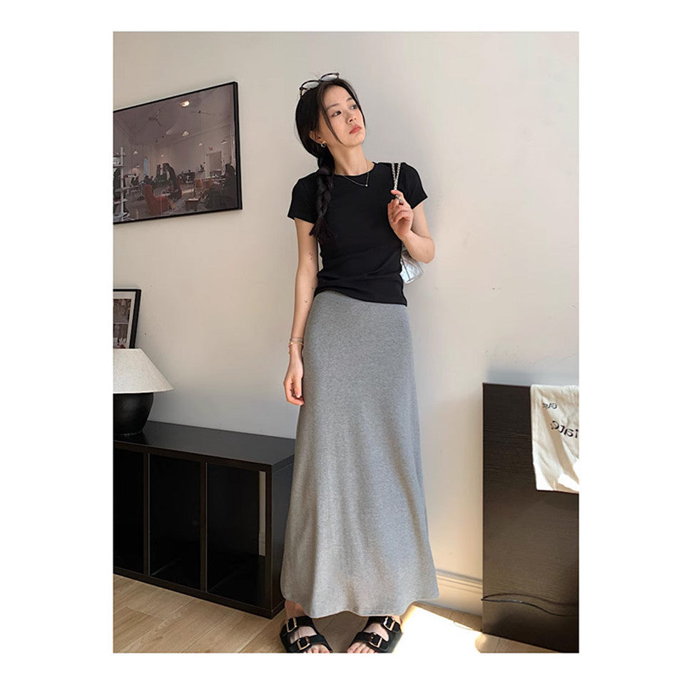【READY STOCK】Maternity Skirt | Summer Thin Belly Support Midi Skirt | Stylish Slim Fit Pregnancy Skirt Y325 孕妇半身裙