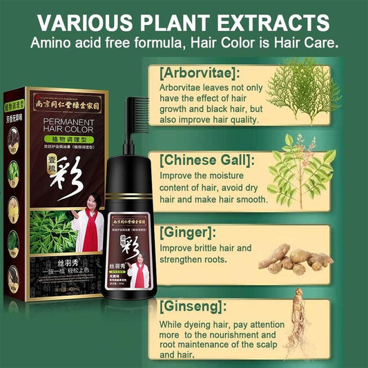 【READY STOCK】Natural Herbal Hair Dye | Plant-Based Non-Toxic Hair Color | Gentle Gray Hair Coverage & Hair Care 天然植物染发剂