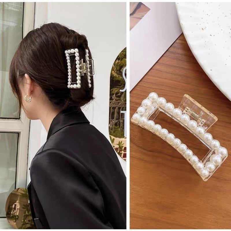READY STOCK!!!Korean Pearl Hair Clip Hair Pin Hair Accessories Hairpin Hairclip 900 韩国网红ins珍珠发夹抓夹头发夹子后脑勺鲨鱼夹日系边夹发抓